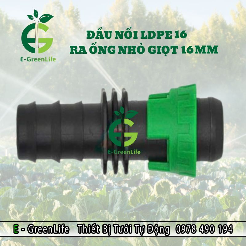 noi-ldpe-16-ra-ong-nho-giot-16mm-e-greenlife Hình ảnh ống nối LDPE 16 ra dây tưới nhỏ giọt 16mm