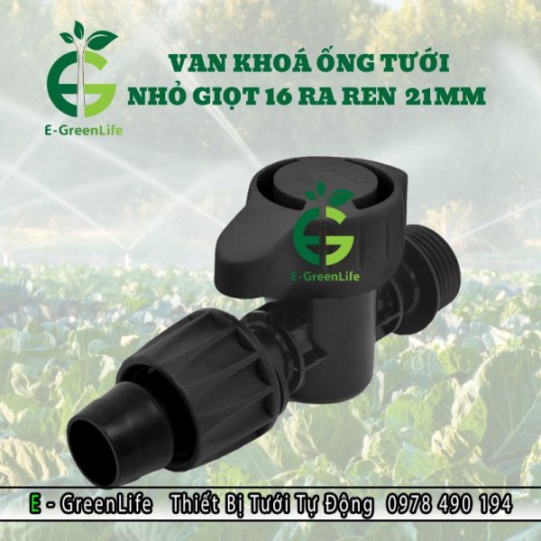Hình ảnh van khoá ống tưới nhỏ giọt 16mm ra ren 21 mm