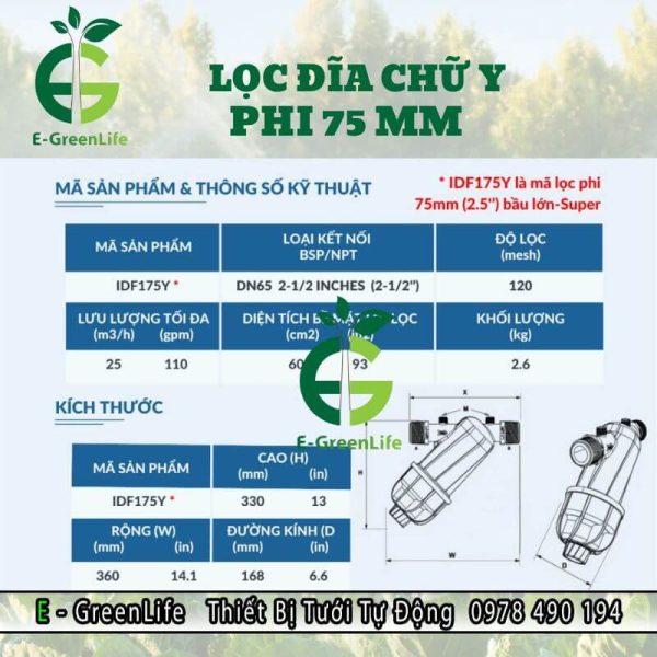 Hình ảnh cấu tạo của lọc đĩa chữ Y phi 75mm