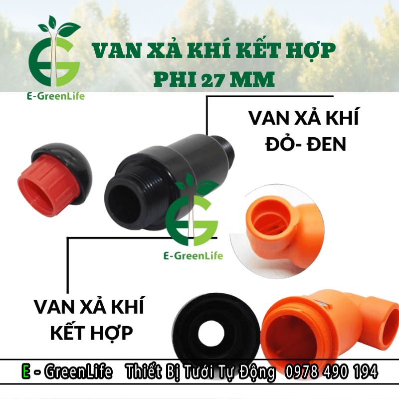 Hình ảnh cấu tạo van xả khí kết hợp phi 27mm