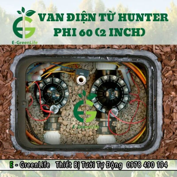 Hình ảnh lắp van điện từ Hunter phi 60mm