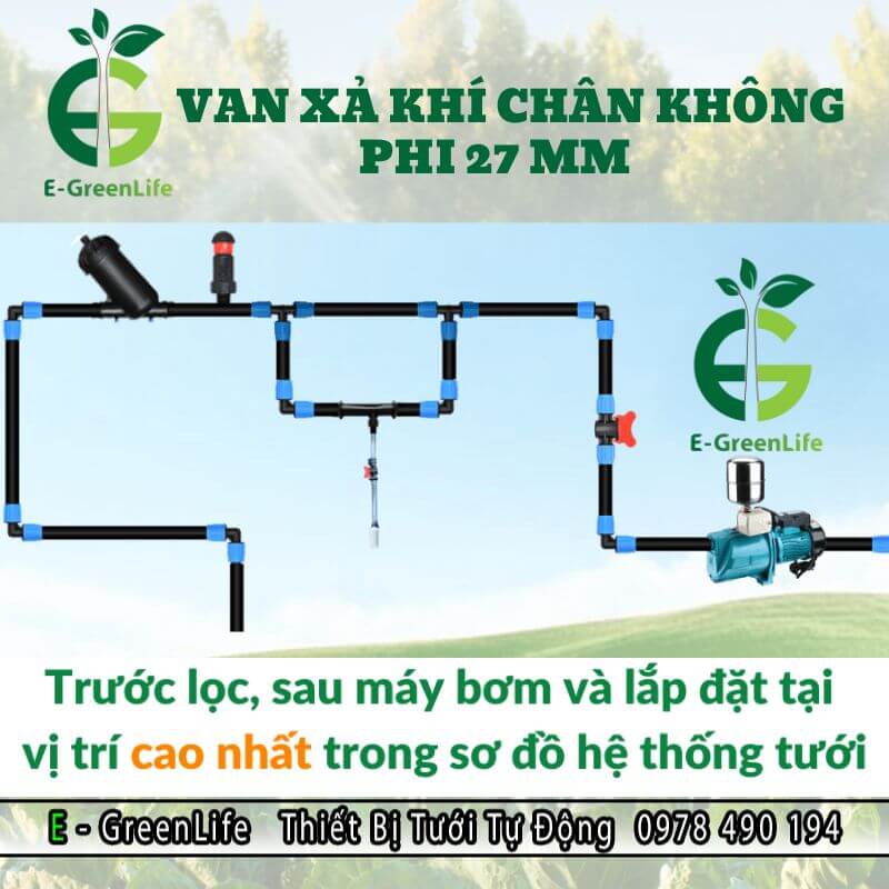 Hình ảnh lắp đặt van xả khí chân không phi 27mm