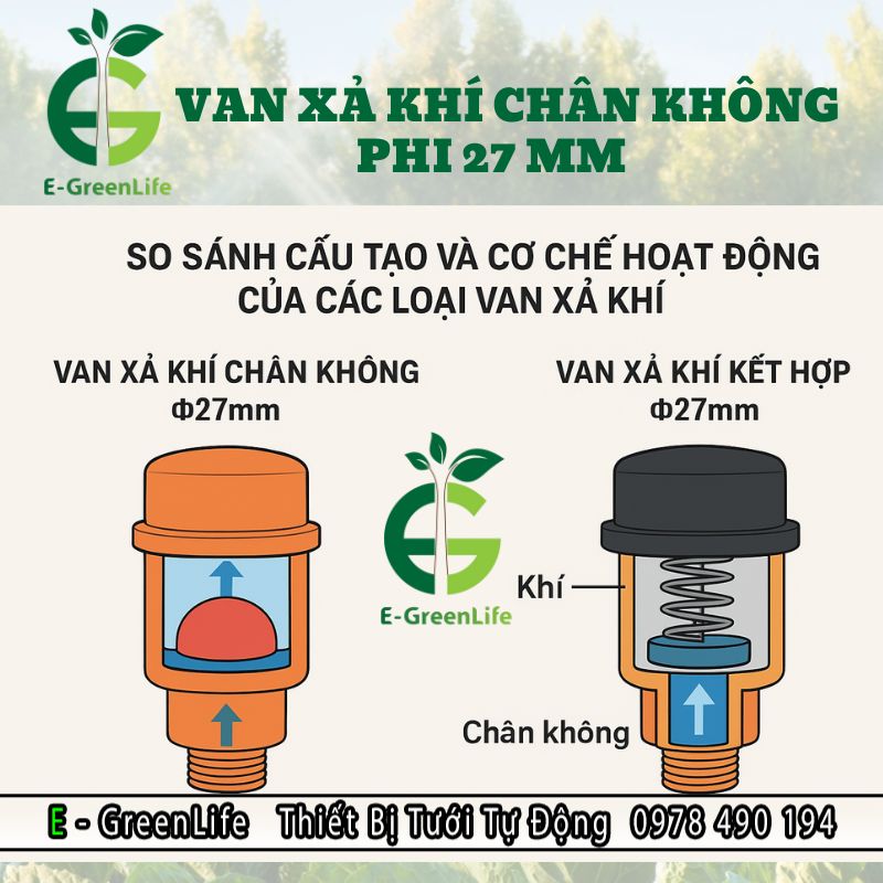 Hình ảnh so sánh van xả khí chân không và van xả khí kết hợp