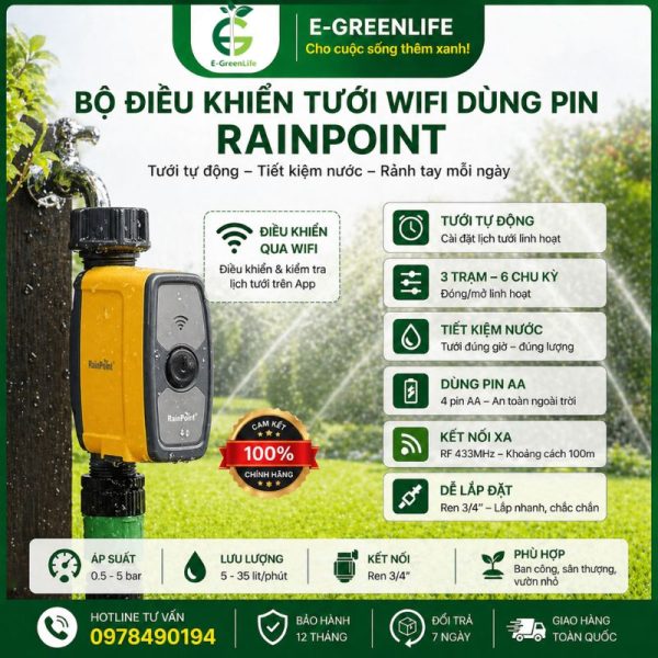 Hình ảnh Bộ điều khiển tưới Wifi dùng pin RainPoint