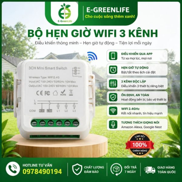 Hình ảnh bộ hẹn giờ wifi 3 kênh tại E-GreenLife