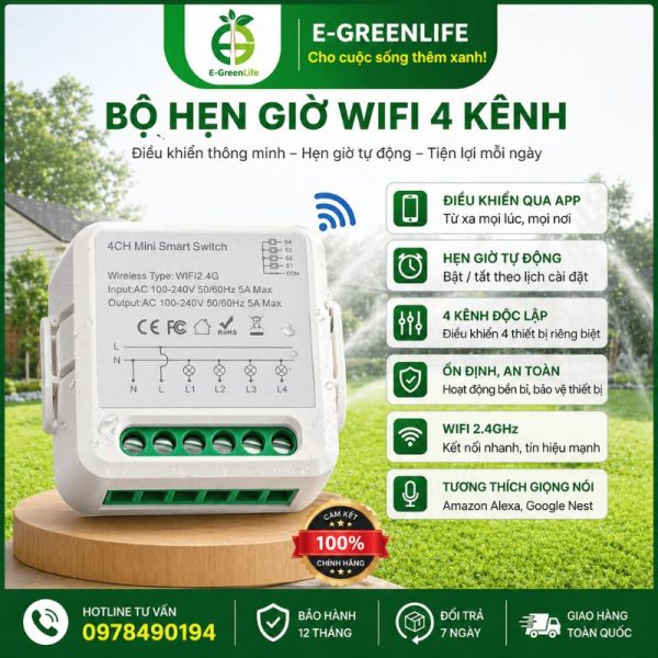 Bộ hẹn giờ wifi 4 kênh tại E-GreenLife