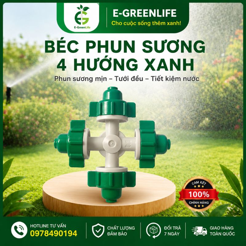 E-GreenLife bán Béc phun sương 4 hướng xanh