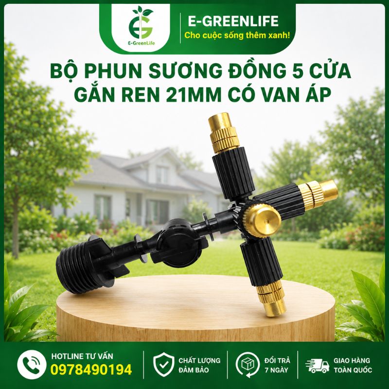 E-GreenLife-ban-bo-phun-suong-dong-5-cua-gan-ren-21mm-co-van-ap E-GreenLife bán Bộ phun sương đồng 5 cửa gắn ren 21mm có van áp