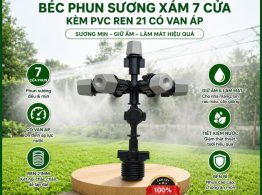 Béc phun sương xám 7 cửa kèm PVC ren 21 có van áp