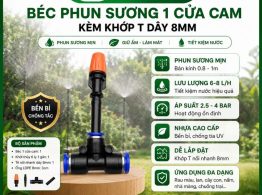 Béc phun sương 1 cửa cam kèm khớp T dây 8mm