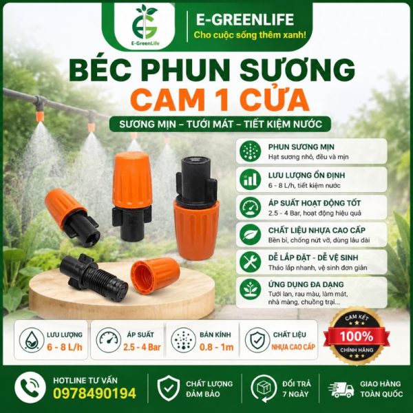 Béc phun sương cam 1 cửa