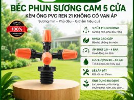 Béc phun sương cam 5 cửa kèm ống PVC ren 21 không có van áp E-GreenLife