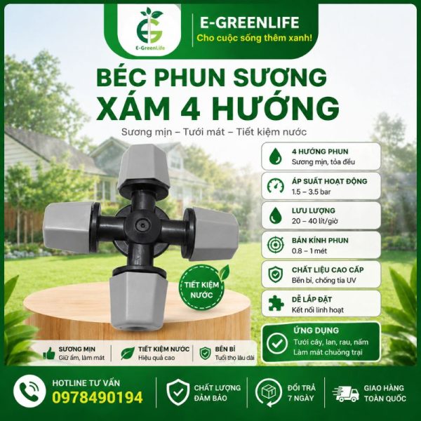 Béc phun sương xám 4 hướng