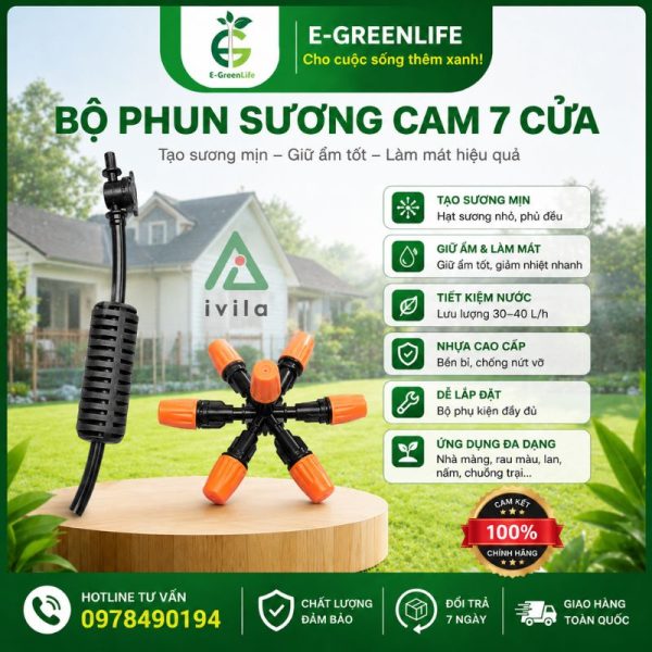 Bộ phun sương cam 7 cửa
