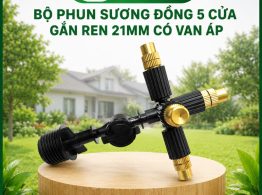 Hình ảnh địa chỉ bán Bộ phun sương đồng 5 cửa gắn ren 21mm có van áp