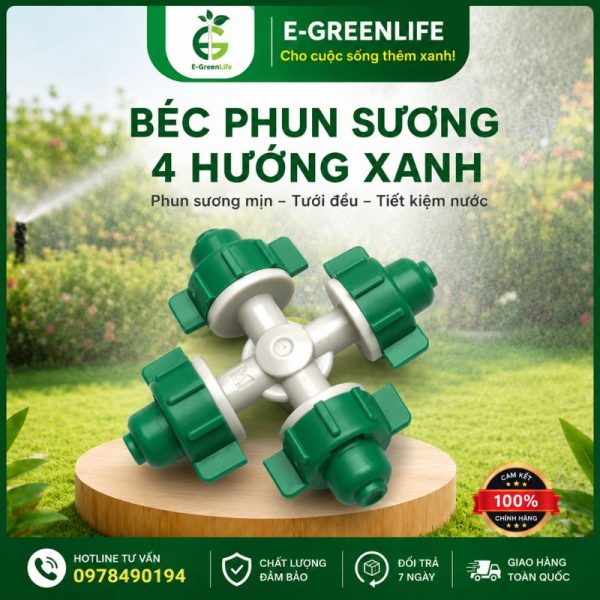 Hình ảnh địa chỉ mua Béc phun sương 4 hướng xanh