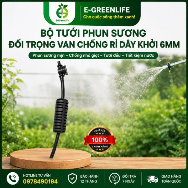 Hình ảnh địa chỉ mua Bộ tưới phun sương đối trọng van chống rỉ dây khởi 6mm