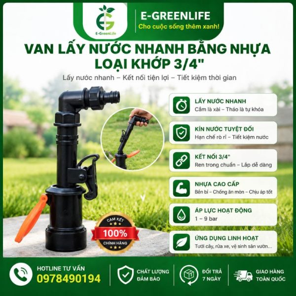 Van lấy nước nhanh bằng nhựa loại khớp 3/4'
