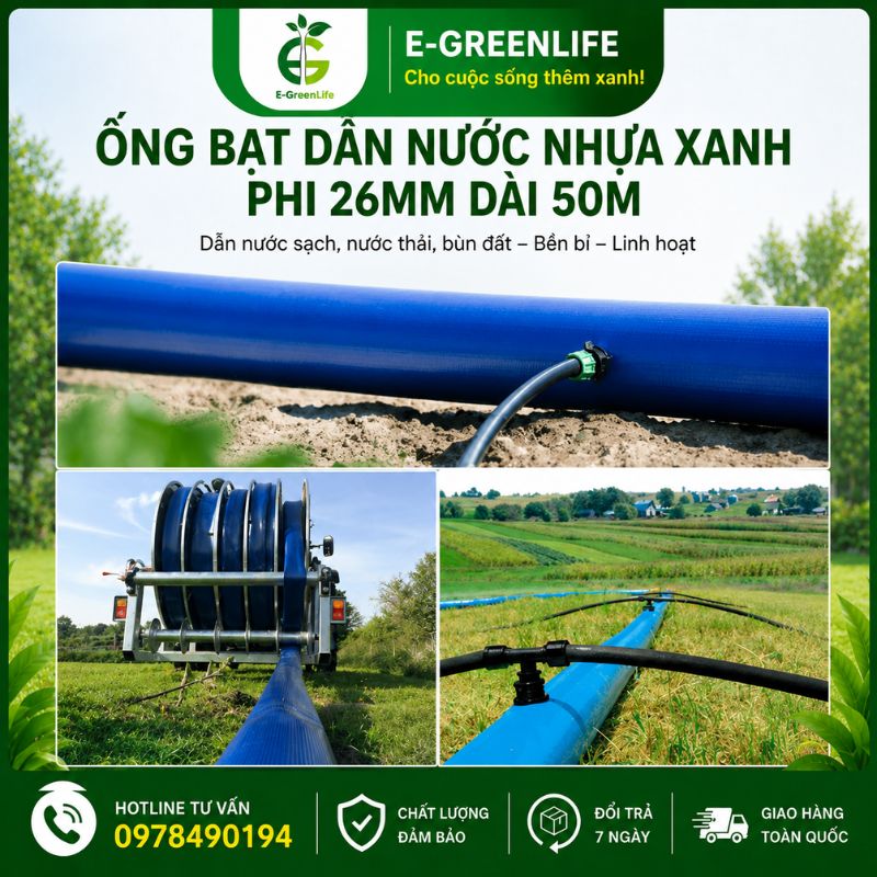 ong-bat-dan-nuoc-nhua-xanh-phi-26mm-dai-50m-chat-luong Ống bạt dẫn nước nhựa xanh phi 26mm dài 50m chất lượng