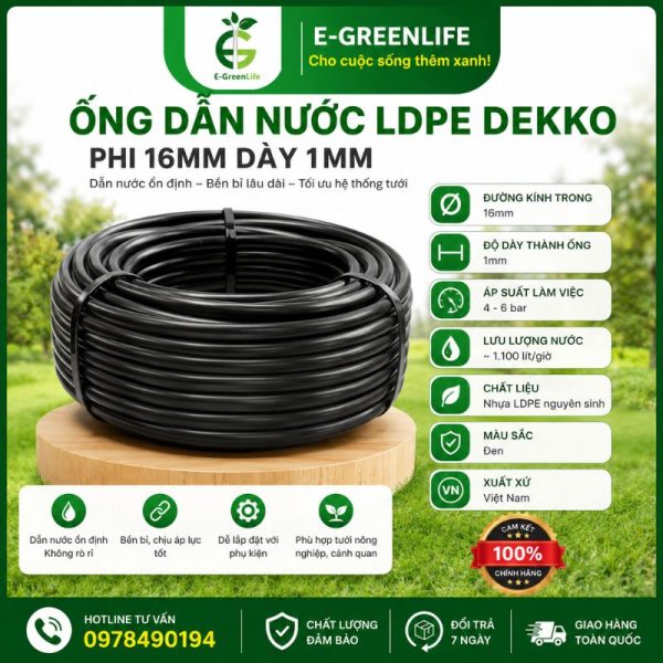 Ống dẫn nước LDPE Dekko phi 16mm dày 1mm