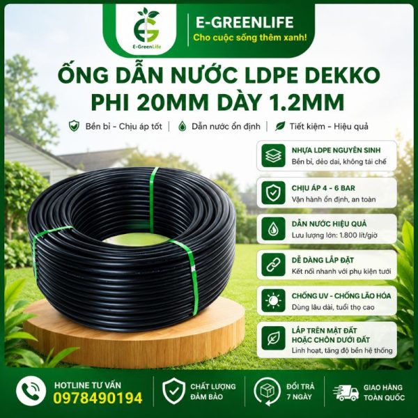 Ống dẫn nước LDPE Dekko phi 20mm dày 1.2mm