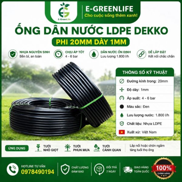 Ống dẫn nước LDPE Dekko phi 20mm dày 1mm