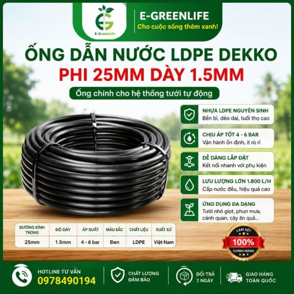 Ống dẫn nước LDPE Dekko phi 25mm dày 1.5mm