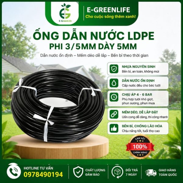 Ống dẫn nước LDPE phi 3/5mm dày 5mm