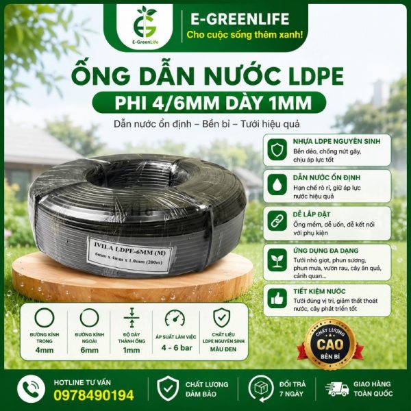 Ống dẫn nước LDPE phi 4/6mm dày 1mm