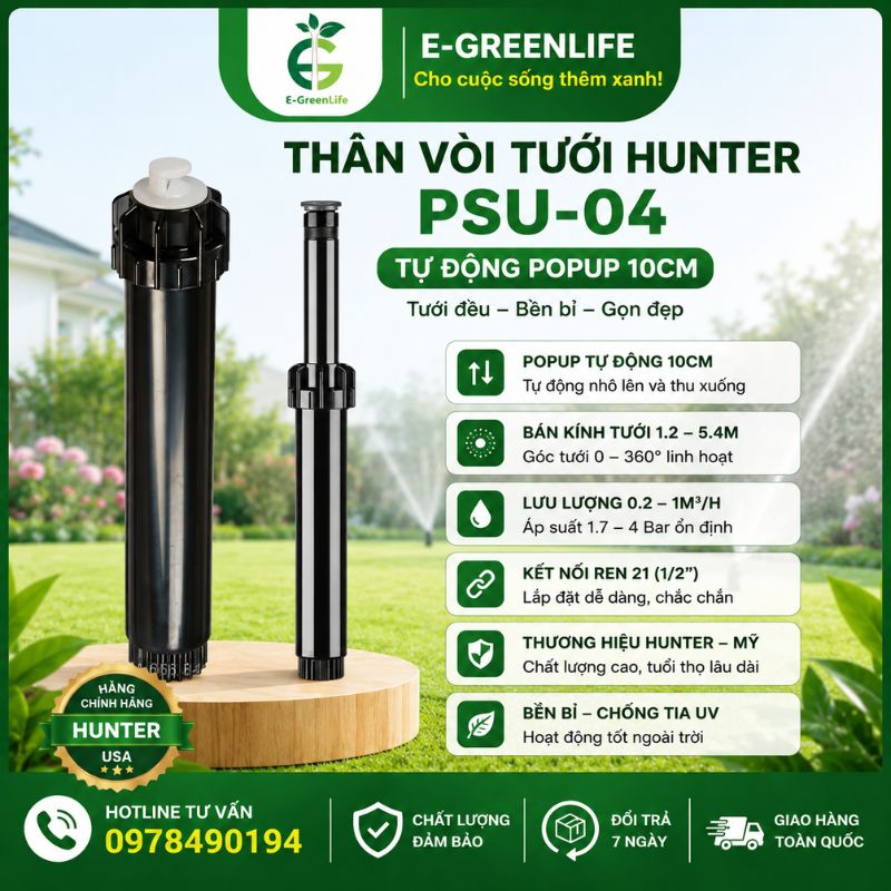 than-voi-tuoi-hunter-psu-04-tu-dong-popup-10cm Thân vòi tưới Hunter PSU-04 tự động popup 10cm