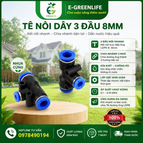 Tê nối dây 3 đầu 8mm