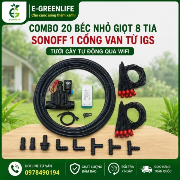 Mua 20 béc nhỏ giọt 8 tia Sonoff 1 cổng van từ IGS