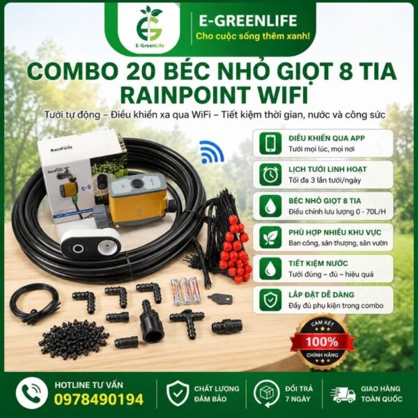 Combo 20 béc nhỏ giọt 8 tia RainPoint wifi