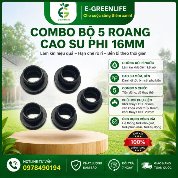 Combo bộ 5 roang cao su phi 16mm