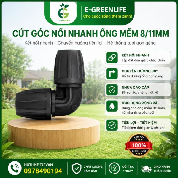 Cút góc nối nhanh ống mềm 8/11mm