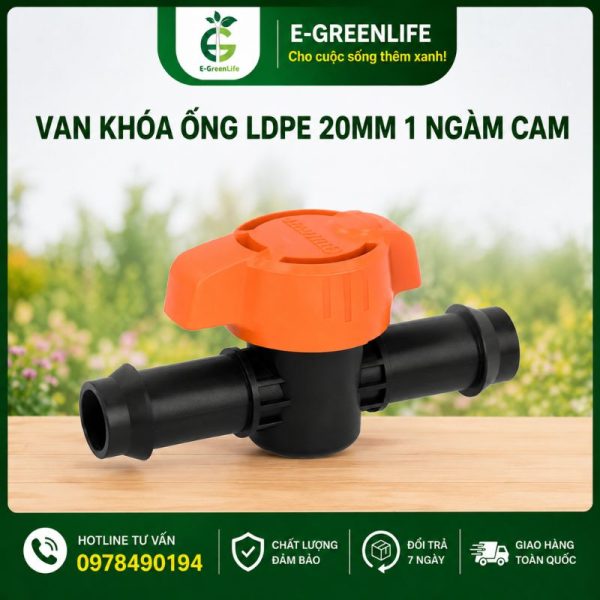 Địa chỉ bán van khóa ống LDPE 20mm 1 ngàm cam