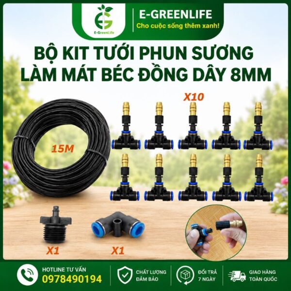 Địa chỉ mua Bộ kit tưới phun sương làm mát béc đồng dây 8mm