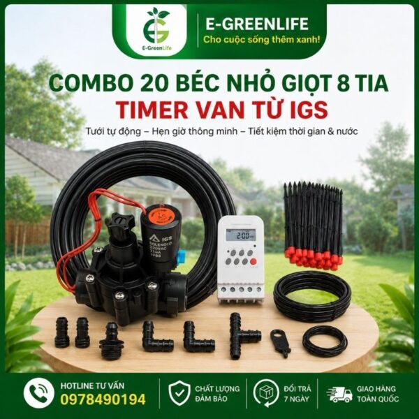 Địa chỉ mua Combo 20 béc nhỏ giọt 8 tia Timer van từ IGS chất lượng