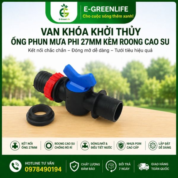 Địa chỉ mua van khóa khởi thủy ống phun mưa phi 27mm kèm roong cao su
