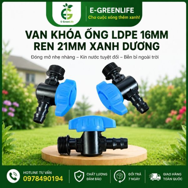 Địa chỉ mua van khóa ống LDPE 16mm ren 21mm xanh dương
