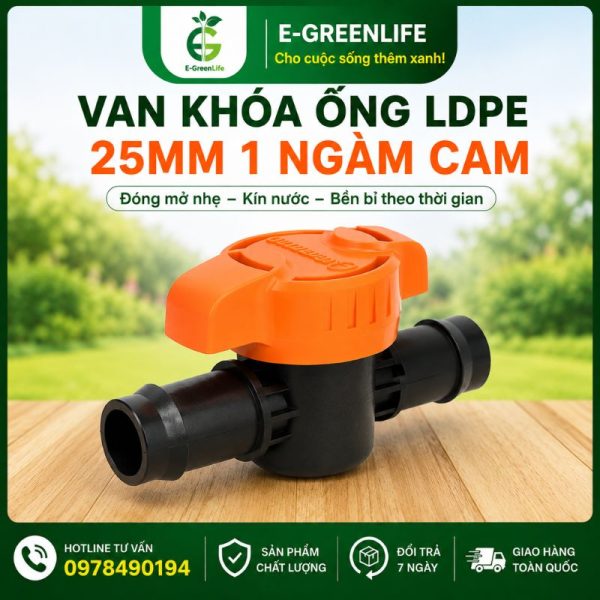 Địa chỉ mua van khóa ống LDPE 25mm 1 ngàm cam