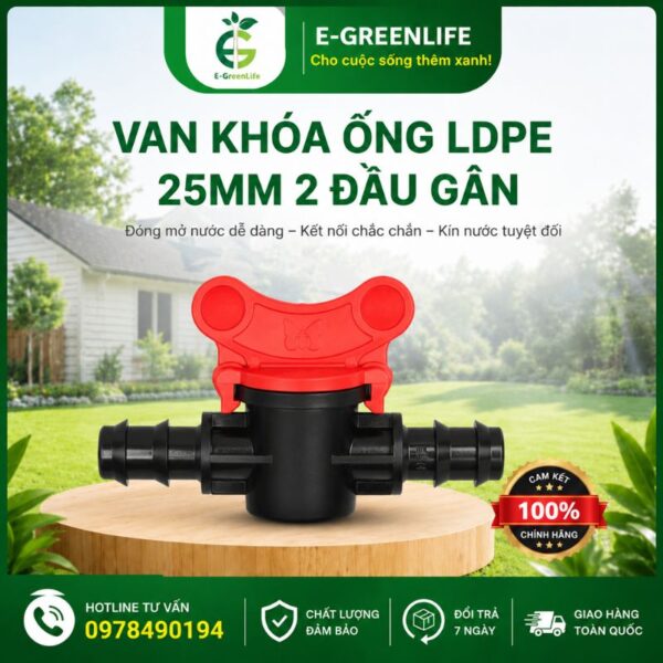Địa chỉ mua Van khóa ống LDPE 25mm 2 đầu gân