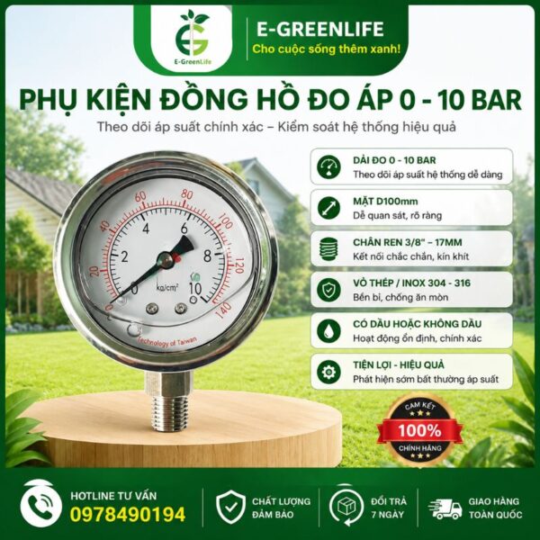 Đồng hồ đo áp 0 - 10 bar