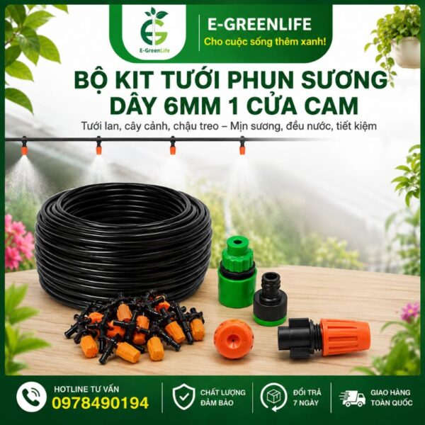 Mua Bộ kit tưới phun sương dây 6mm 1 cửa cam chất lượng