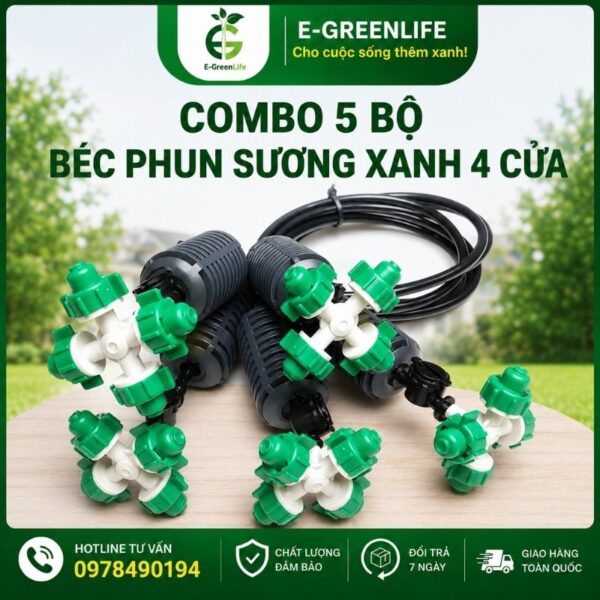 Mua Combo 10 béc phun sương xanh 4 cửa Timer van từ IGS