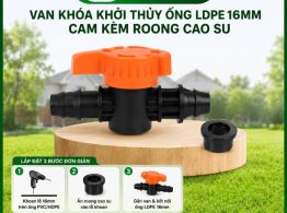 Mua van khóa khởi thủy ống LDPE 16mm cam kèm roong cao su