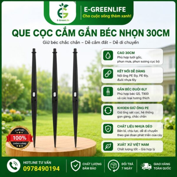 Que cọc cắm gắn béc nhọn 30cm