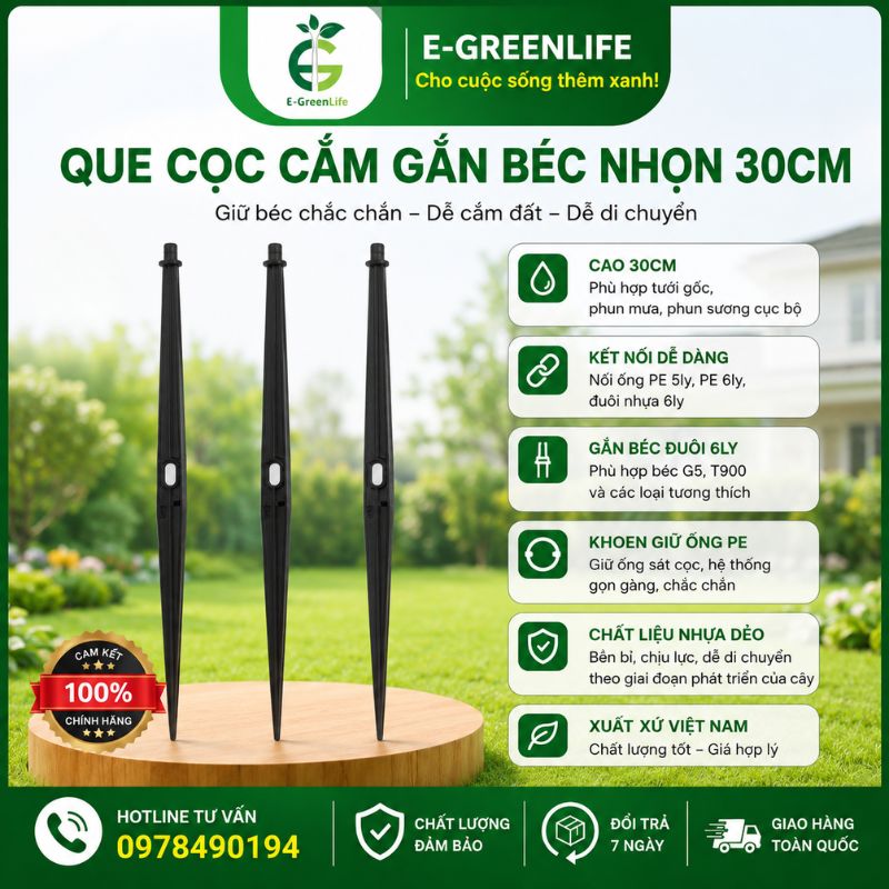 que-coc-cam-gan-bec-nhon-30cm Que cọc cắm gắn béc nhọn 30cm