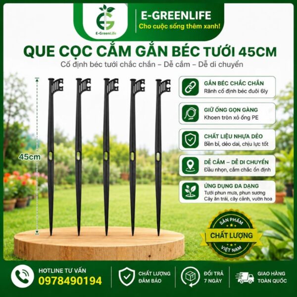 Que cọc cắm gắn béc tưới 45cm