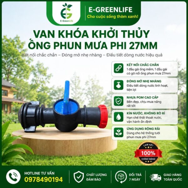 Van khóa khởi thủy ống phun mưa phi 27mm